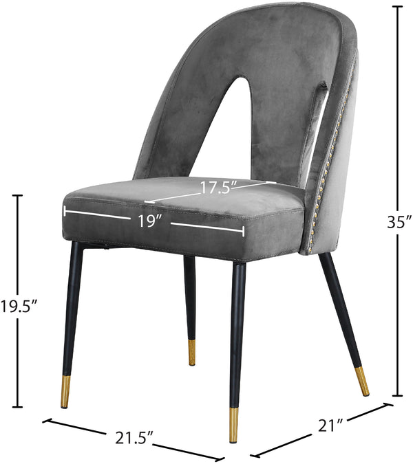 Akoya Velvet / Engineered Wood / Metal / Foam Contemporary Grey Velvet Dining Chair - 21.5" W x 21" D x 35" H