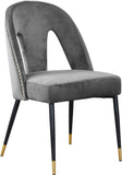 Akoya Velvet / Engineered Wood / Metal / Foam Contemporary Grey Velvet Dining Chair - 21.5" W x 21" D x 35" H