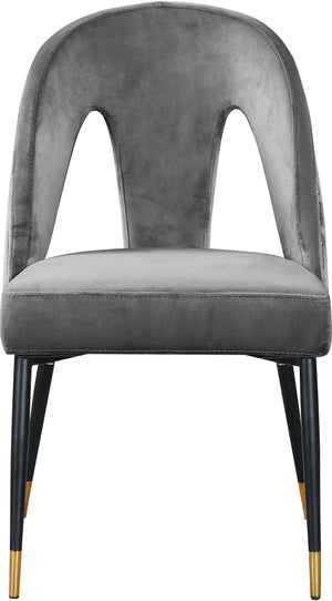 Akoya Velvet / Engineered Wood / Metal / Foam Contemporary Grey Velvet Dining Chair - 21.5" W x 21" D x 35" H