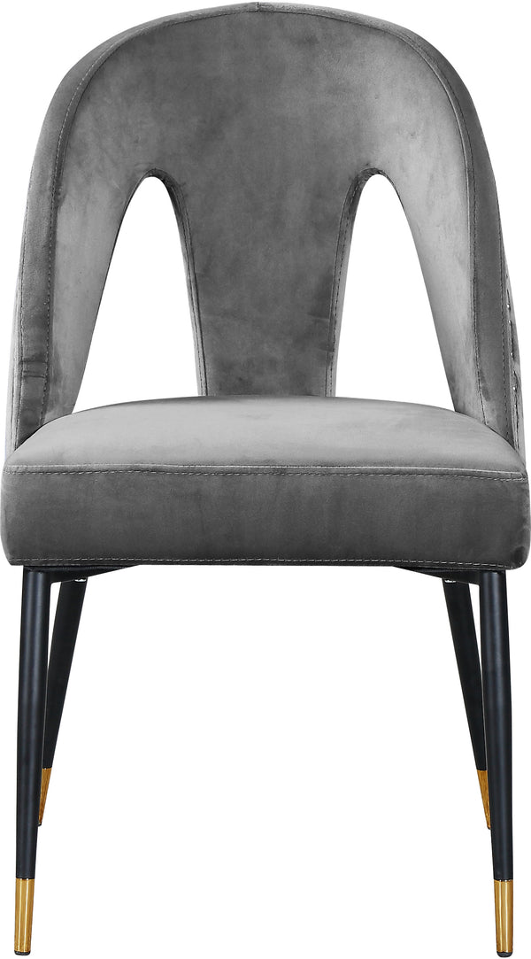 Akoya Velvet / Engineered Wood / Metal / Foam Contemporary Grey Velvet Dining Chair - 21.5" W x 21" D x 35" H