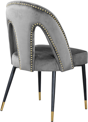 Akoya Velvet / Engineered Wood / Metal / Foam Contemporary Grey Velvet Dining Chair - 21.5" W x 21" D x 35" H