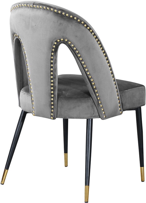 Akoya Velvet / Engineered Wood / Metal / Foam Contemporary Grey Velvet Dining Chair - 21.5" W x 21" D x 35" H