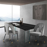 Akoya Velvet / Engineered Wood / Metal / Foam Contemporary Grey Velvet Dining Chair - 21.5" W x 21" D x 35" H