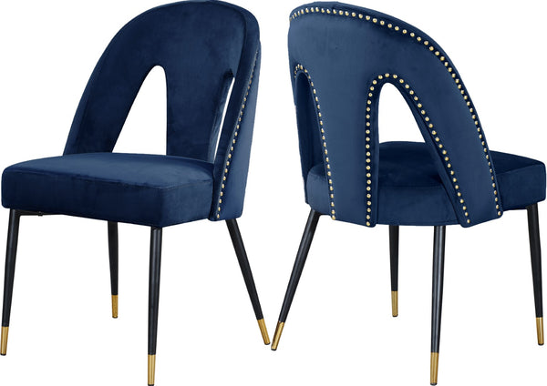 Akoya Velvet / Engineered Wood / Metal / Foam Contemporary Navy Velvet Dining Chair - 21.5" W x 21" D x 35" H
