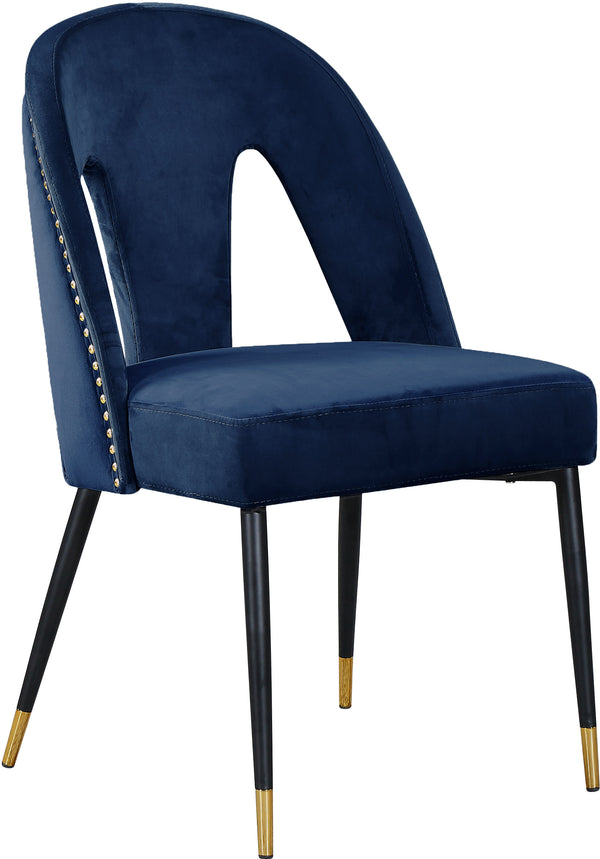 Akoya Velvet / Engineered Wood / Metal / Foam Contemporary Navy Velvet Dining Chair - 21.5" W x 21" D x 35" H