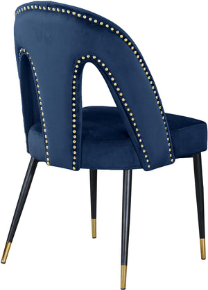 Akoya Velvet / Engineered Wood / Metal / Foam Contemporary Navy Velvet Dining Chair - 21.5" W x 21" D x 35" H