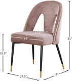 Akoya Velvet / Engineered Wood / Metal / Foam Contemporary Pink Velvet Dining Chair - 21.5" W x 21" D x 35" H