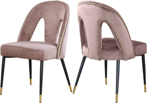 Akoya Velvet / Engineered Wood / Metal / Foam Contemporary Pink Velvet Dining Chair - 21.5" W x 21" D x 35" H