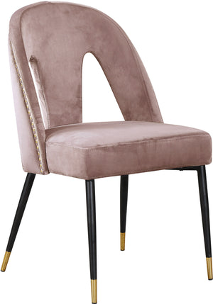 Akoya Velvet / Engineered Wood / Metal / Foam Contemporary Pink Velvet Dining Chair - 21.5" W x 21" D x 35" H
