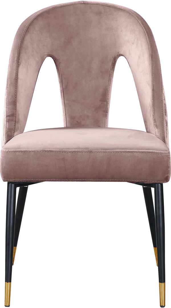 Akoya Velvet / Engineered Wood / Metal / Foam Contemporary Pink Velvet Dining Chair - 21.5" W x 21" D x 35" H