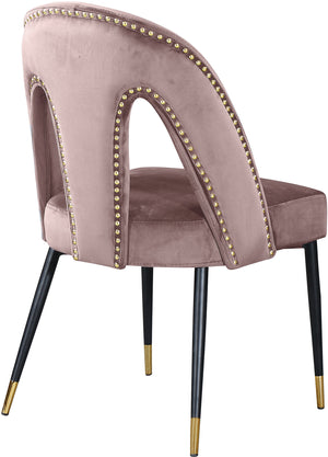 Akoya Velvet / Engineered Wood / Metal / Foam Contemporary Pink Velvet Dining Chair - 21.5" W x 21" D x 35" H