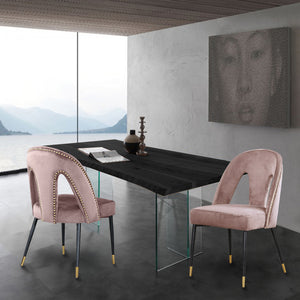 Akoya Velvet / Engineered Wood / Metal / Foam Contemporary Pink Velvet Dining Chair - 21.5" W x 21" D x 35" H
