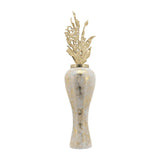 Sagebrook Home Contemporary Glass, 43"h Vase W/ Aluminum Top, White/gold 16770-02 White/gold Glass