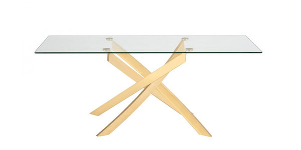 VIG Furniture Modrest Pyrite Modern Glass and Gold Dining Table VGEW-2133EE-G VGEW-2133EE-G