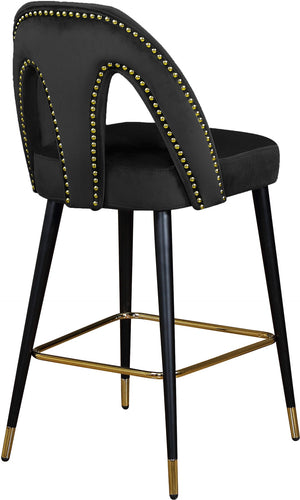 Akoya Velvet / Engineered Wood / Metal / Foam Contemporary Black Velvet Stool - 22" W x 19" D x 41" H