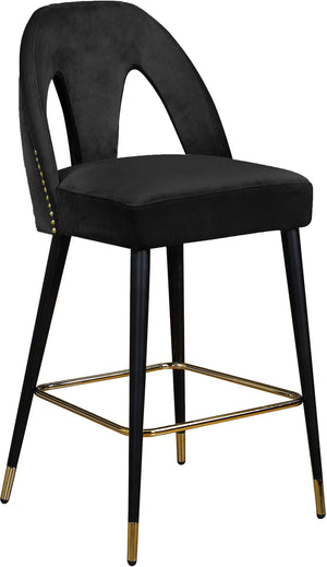 Akoya Velvet / Engineered Wood / Metal / Foam Contemporary Black Velvet Stool - 22" W x 19" D x 41" H
