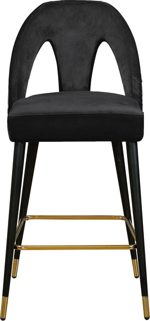 Akoya Velvet / Engineered Wood / Metal / Foam Contemporary Black Velvet Stool - 22" W x 19" D x 41" H