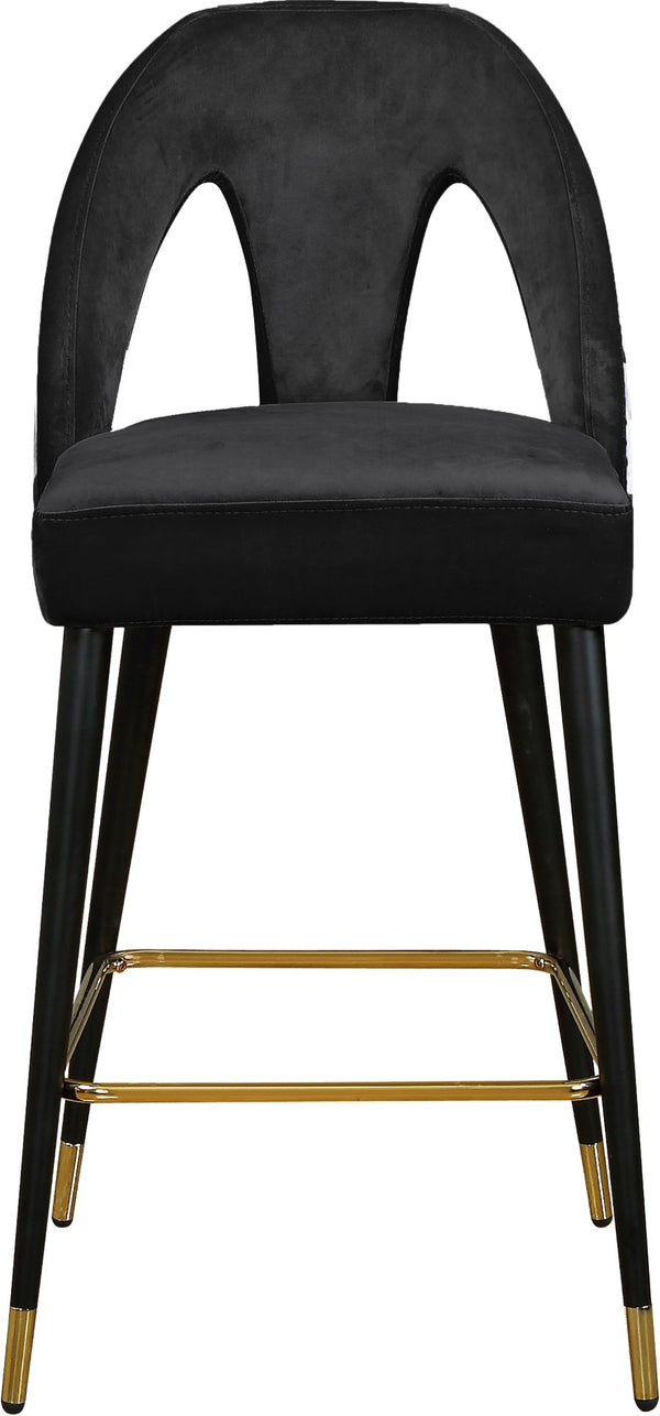 Akoya Velvet / Engineered Wood / Metal / Foam Contemporary Black Velvet Stool - 22" W x 19" D x 41" H