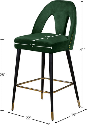 Akoya Velvet / Engineered Wood / Metal / Foam Contemporary Green Velvet Stool - 22" W x 19" D x 41" H