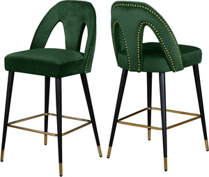 Akoya Velvet / Engineered Wood / Metal / Foam Contemporary Green Velvet Stool - 22" W x 19" D x 41" H