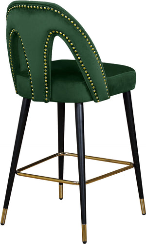 Akoya Velvet / Engineered Wood / Metal / Foam Contemporary Green Velvet Stool - 22" W x 19" D x 41" H