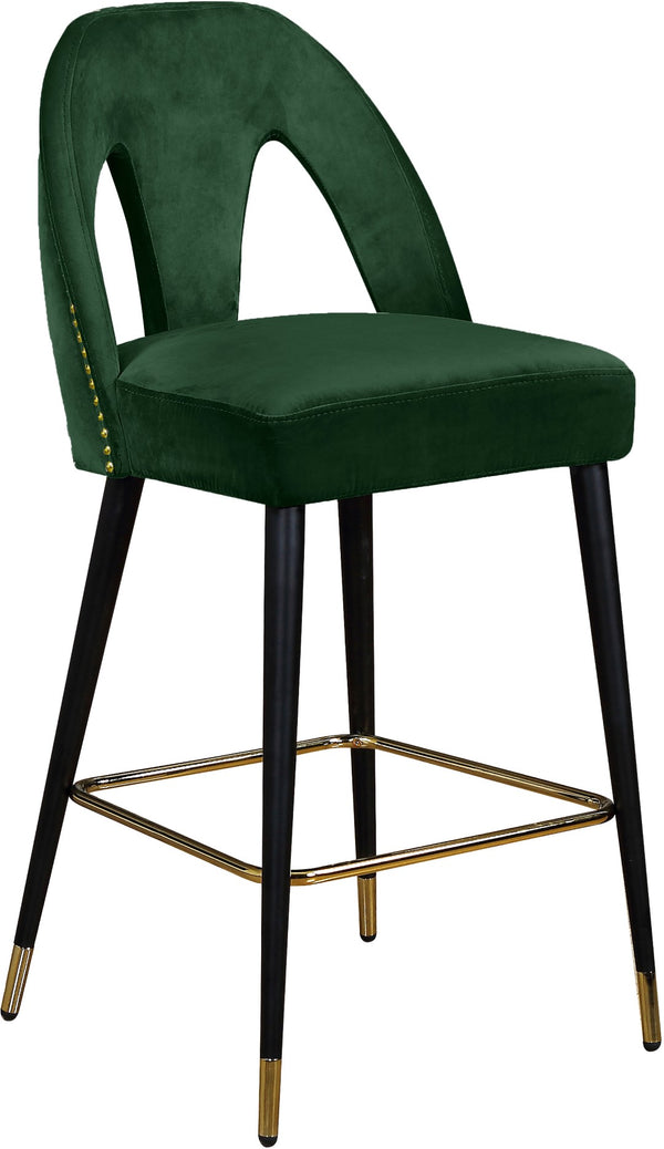 Akoya Velvet / Engineered Wood / Metal / Foam Contemporary Green Velvet Stool - 22" W x 19" D x 41" H