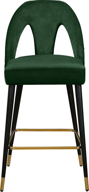 Akoya Velvet / Engineered Wood / Metal / Foam Contemporary Green Velvet Stool - 22" W x 19" D x 41" H