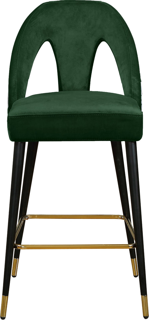 Akoya Velvet / Engineered Wood / Metal / Foam Contemporary Green Velvet Stool - 22" W x 19" D x 41" H