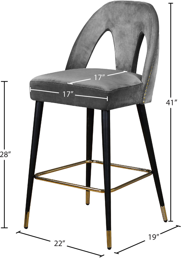 Akoya Velvet / Engineered Wood / Metal / Foam Contemporary Grey Velvet Stool - 22" W x 19" D x 41" H