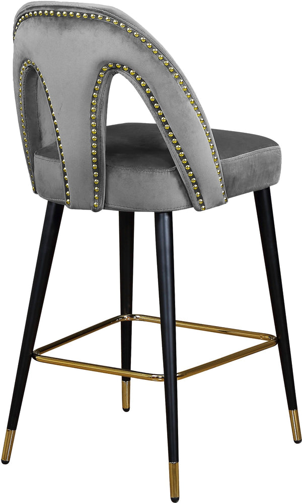 Akoya Velvet / Engineered Wood / Metal / Foam Contemporary Grey Velvet Stool - 22" W x 19" D x 41" H