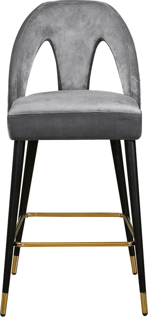 Akoya Velvet / Engineered Wood / Metal / Foam Contemporary Grey Velvet Stool - 22" W x 19" D x 41" H