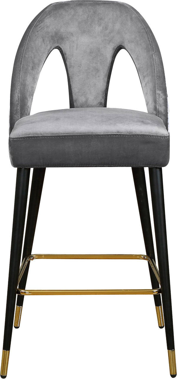 Akoya Velvet / Engineered Wood / Metal / Foam Contemporary Grey Velvet Stool - 22" W x 19" D x 41" H