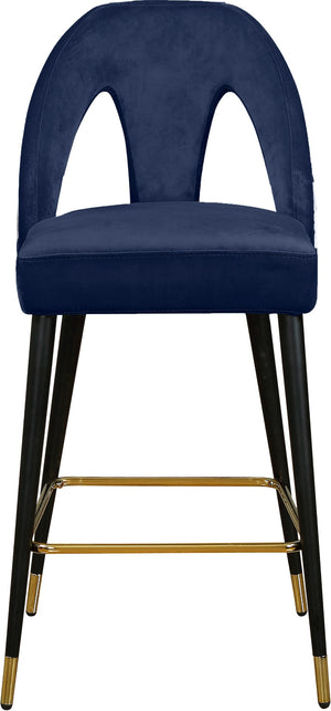 Akoya Velvet / Engineered Wood / Metal / Foam Contemporary Navy Velvet Stool - 22" W x 19" D x 41" H