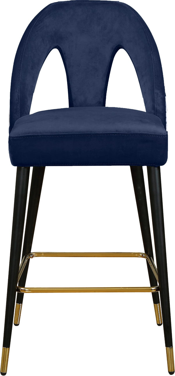 Akoya Velvet / Engineered Wood / Metal / Foam Contemporary Navy Velvet Stool - 22" W x 19" D x 41" H