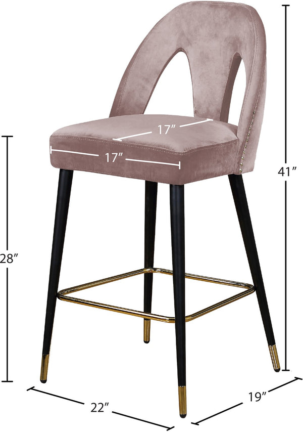 Akoya Velvet / Engineered Wood / Metal / Foam Contemporary Pink Velvet Stool - 22" W x 19" D x 41" H