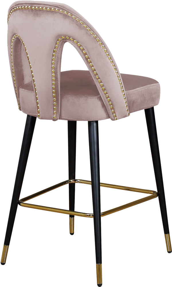 Akoya Velvet / Engineered Wood / Metal / Foam Contemporary Pink Velvet Stool - 22" W x 19" D x 41" H