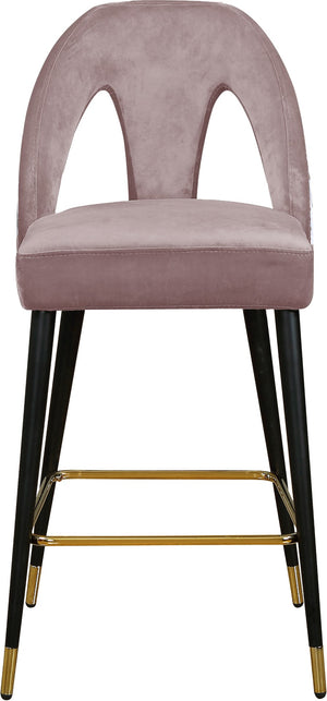 Akoya Velvet / Engineered Wood / Metal / Foam Contemporary Pink Velvet Stool - 22" W x 19" D x 41" H
