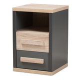 Pandora Modern and Contemporary Dark Grey and Light Brown Two-Tone 2-Drawer Nightstand