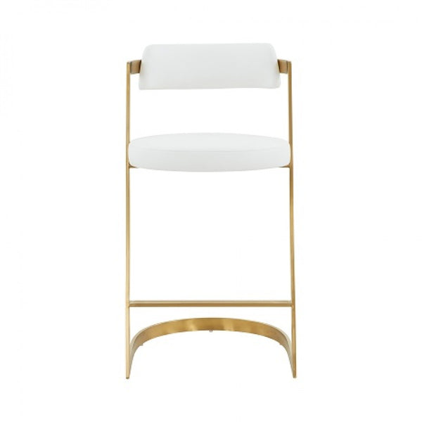 VIG Furniture Modrest Shandra - White PU & Gold Counter Stool VGRH-RHS-CS-220-PU-WHT-CS VGRH-RHS-CS-220-PU-WHT-CS