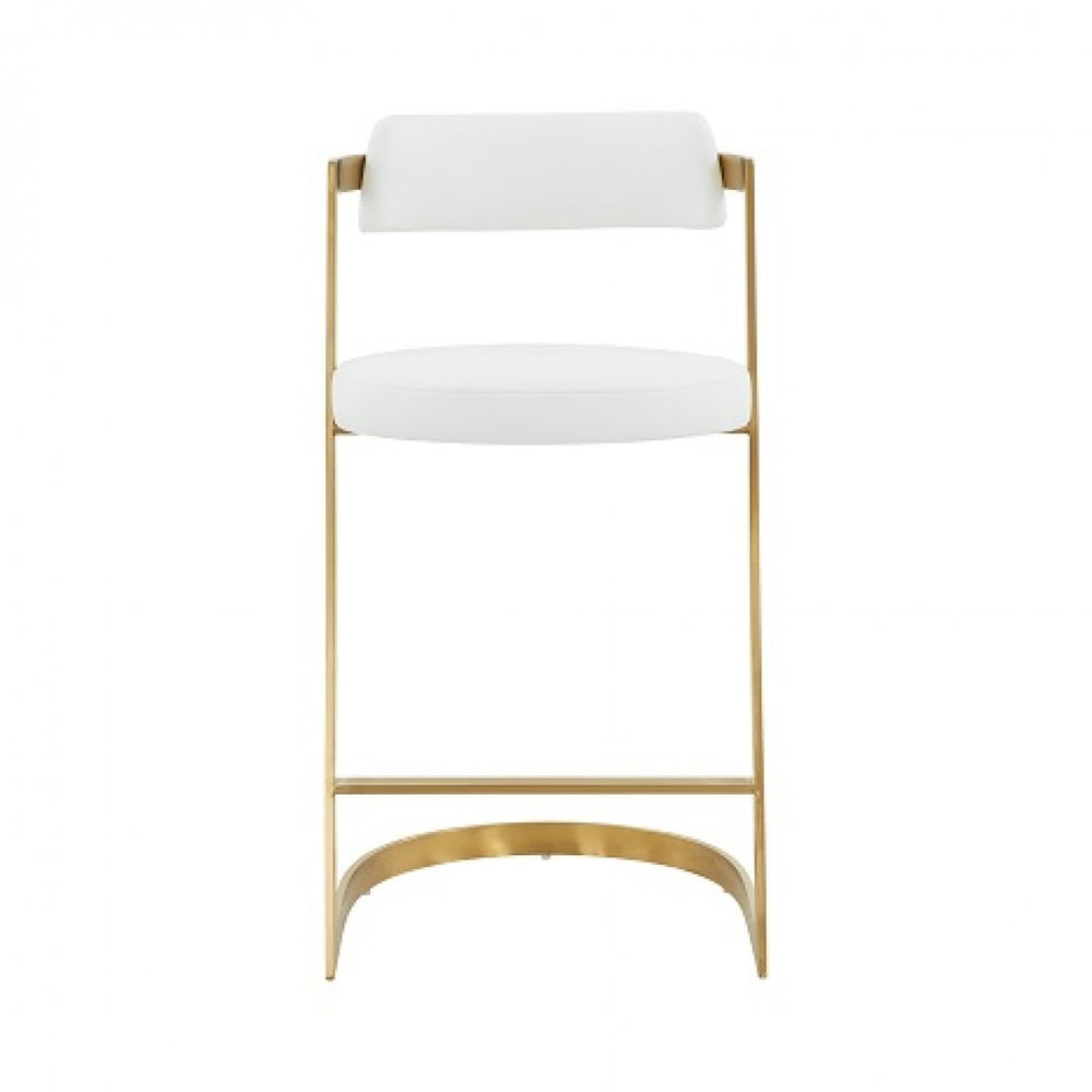 VIG Furniture Modrest Shandra - White PU & Gold Counter Stool VGRH-RHS-CS-220-PU-WHT-CS VGRH-RHS-CS-220-PU-WHT-CS
