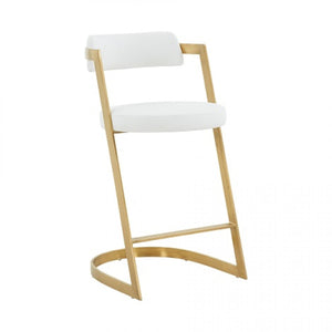 VIG Furniture Modrest Shandra - White PU & Gold Counter Stool VGRH-RHS-CS-220-PU-WHT-CS VGRH-RHS-CS-220-PU-WHT-CS