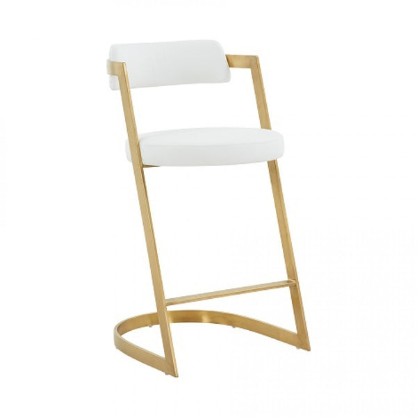 VIG Furniture Modrest Shandra - White PU & Gold Counter Stool VGRH-RHS-CS-220-PU-WHT-CS VGRH-RHS-CS-220-PU-WHT-CS