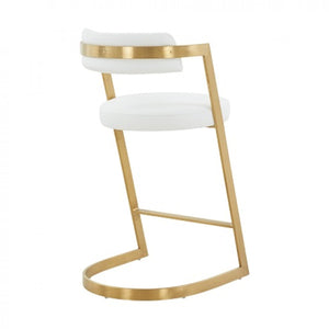 VIG Furniture Modrest Shandra - White PU & Gold Counter Stool VGRH-RHS-CS-220-PU-WHT-CS VGRH-RHS-CS-220-PU-WHT-CS