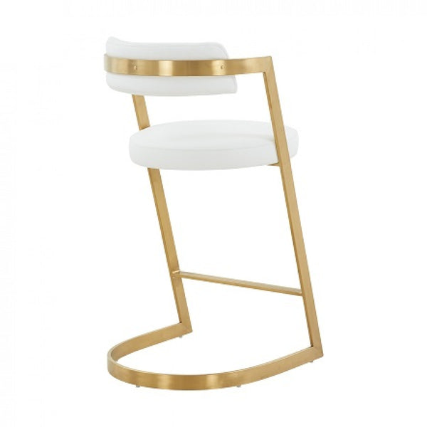 VIG Furniture Modrest Shandra - White PU & Gold Counter Stool VGRH-RHS-CS-220-PU-WHT-CS VGRH-RHS-CS-220-PU-WHT-CS