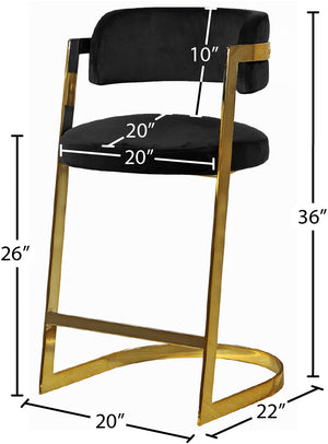 Stephanie Velvet / Engineered Wood / Metal / Foam Contemporary Black Velvet Stool - 20" W x 22" D x 36" H