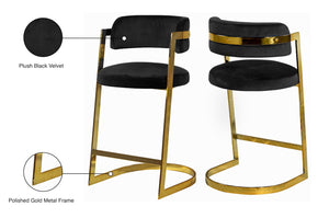 Stephanie Velvet / Engineered Wood / Metal / Foam Contemporary Black Velvet Stool - 20" W x 22" D x 36" H