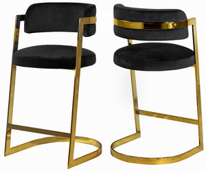 Stephanie Velvet / Engineered Wood / Metal / Foam Contemporary Black Velvet Stool - 20" W x 22" D x 36" H