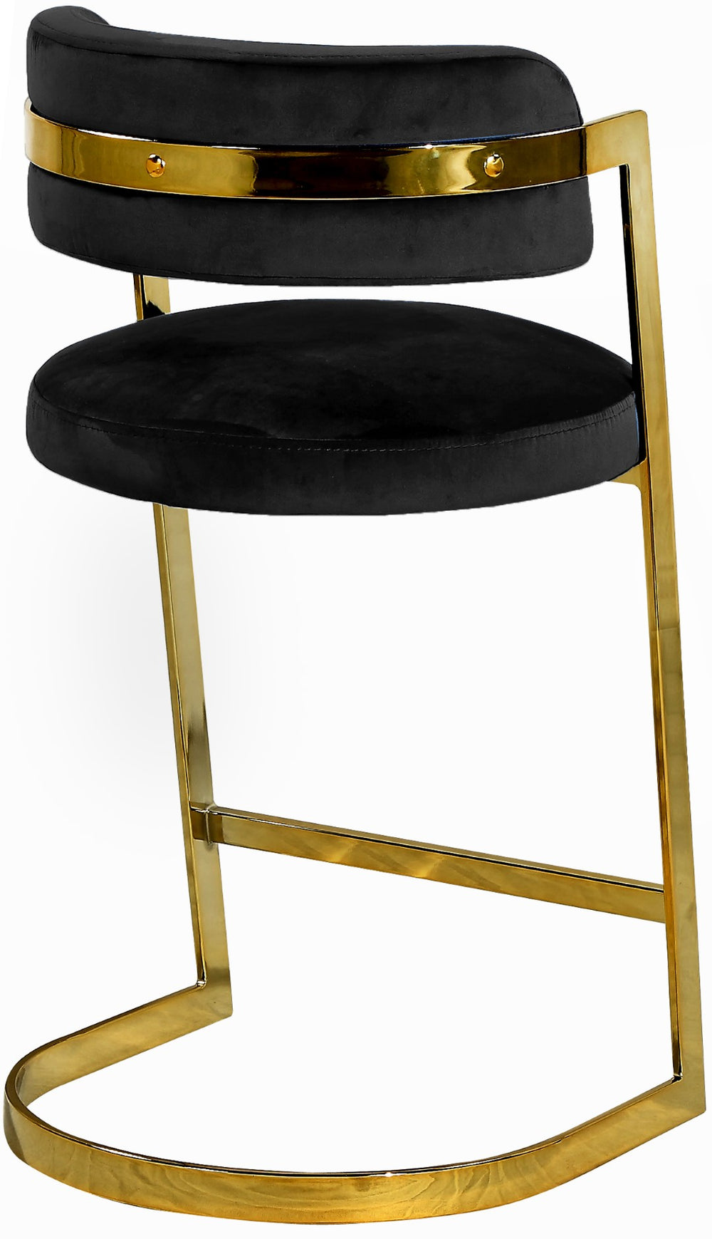 Stephanie Velvet / Engineered Wood / Metal / Foam Contemporary Black Velvet Stool - 20" W x 22" D x 36" H