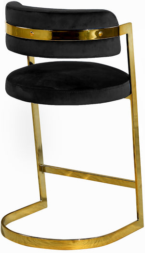 Stephanie Velvet / Engineered Wood / Metal / Foam Contemporary Black Velvet Stool - 20" W x 22" D x 36" H