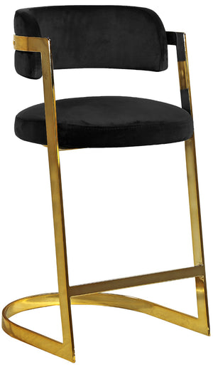 Stephanie Velvet / Engineered Wood / Metal / Foam Contemporary Black Velvet Stool - 20" W x 22" D x 36" H